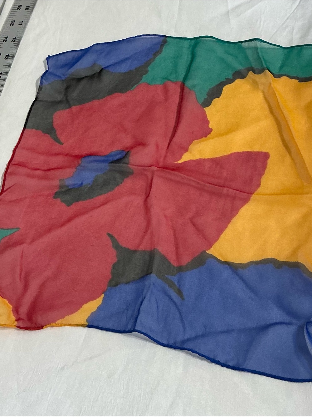 Liz Claiborne Multicolor Floral Silk Scarf - Red, Yellow, Green, Teal